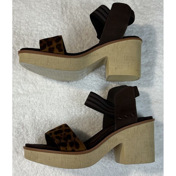 Pierre Dumas Sandal Womens Sz 9 Clue-3 Ankle Strap Platform Chunk Heeled Leopard - Picture 4 of 6